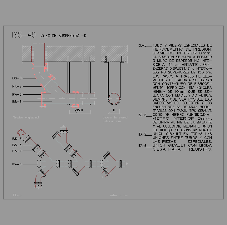 Bloque Autocad Colector suspendido